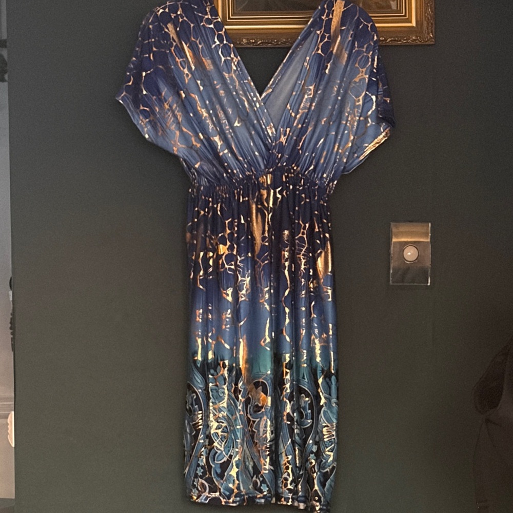 Elegant Blue and Gold Dress
